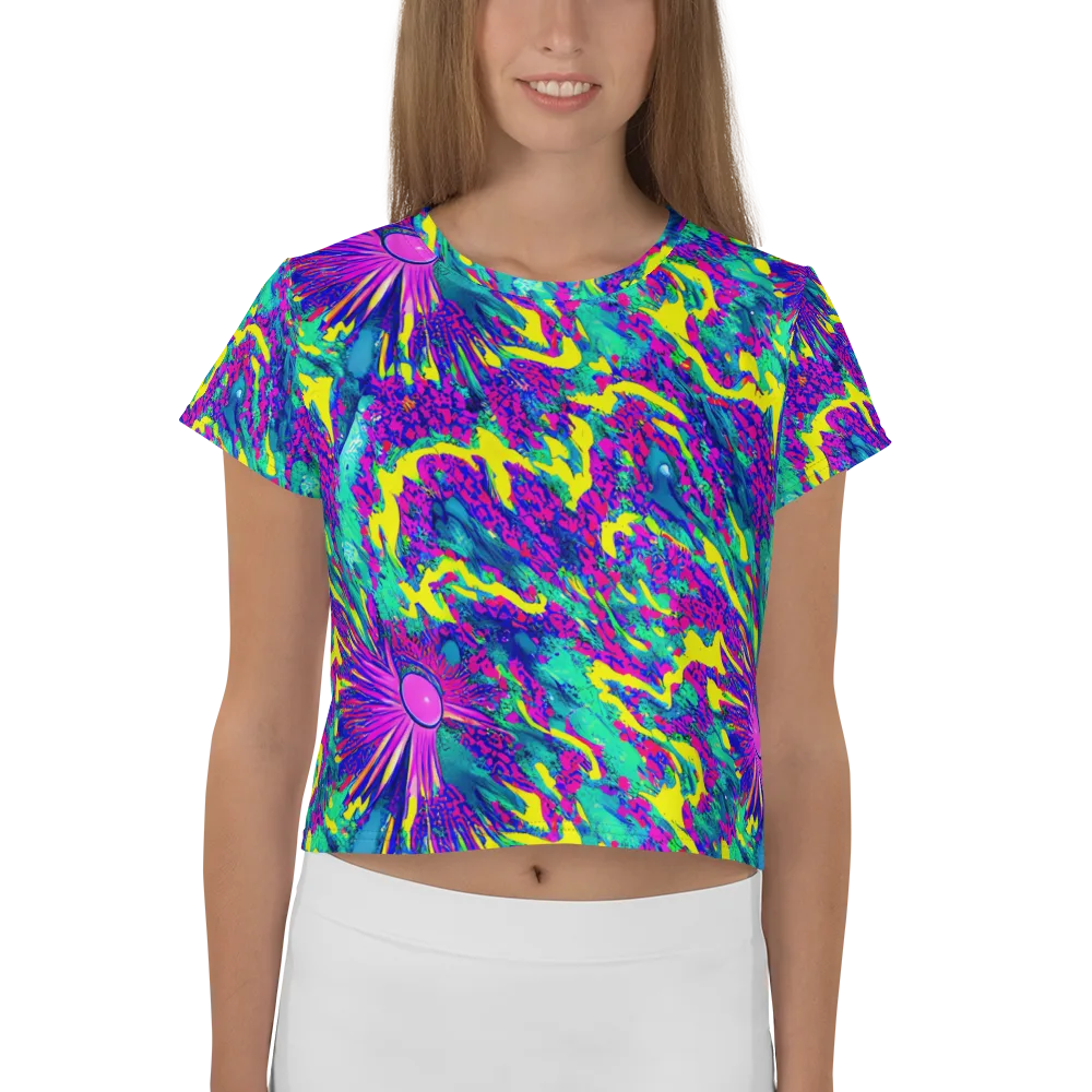 Liquid Bloom on Crop Tee — Front