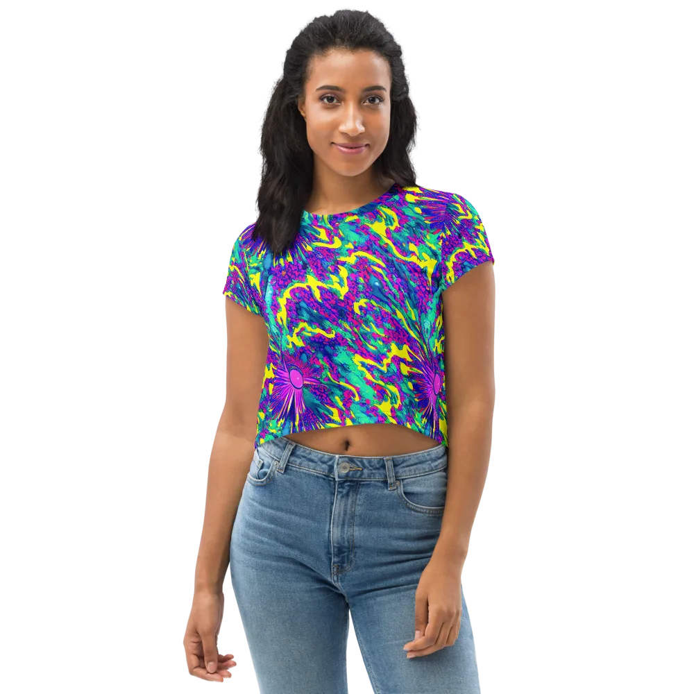 Liquid Bloom on Crop Tee — Front