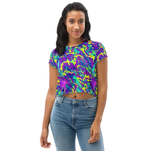 Liquid Bloom on a Crop Tee