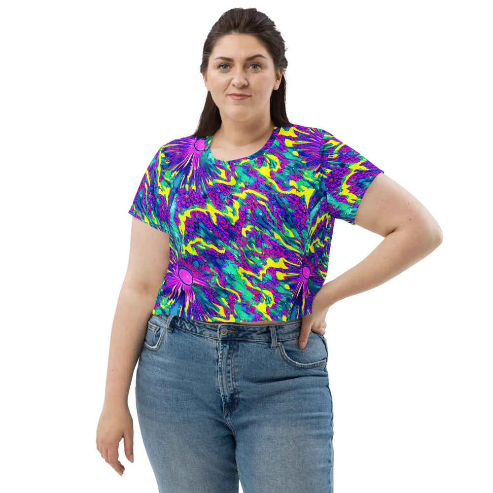 Liquid Bloom on Crop Tee — Front