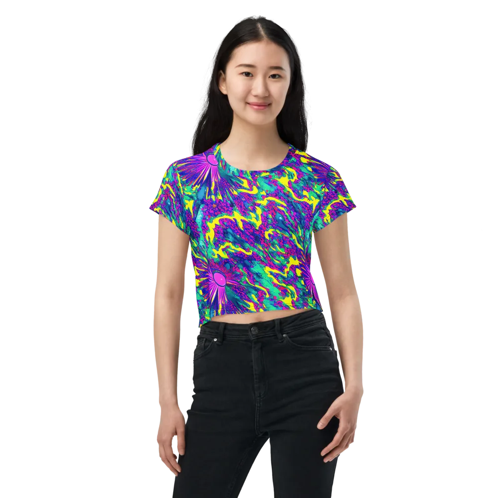 Liquid Bloom on Crop Tee — Front