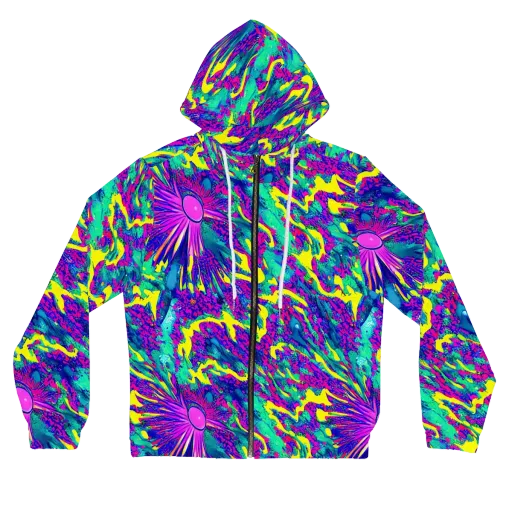 Liquid Bloom on a Women's Full-Zip Hoodie
