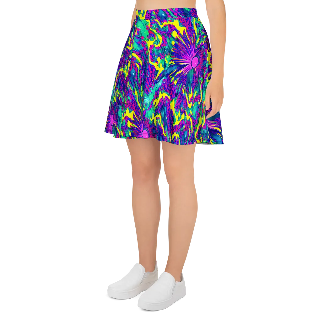 Liquid Bloom on Skater Skirt — Left