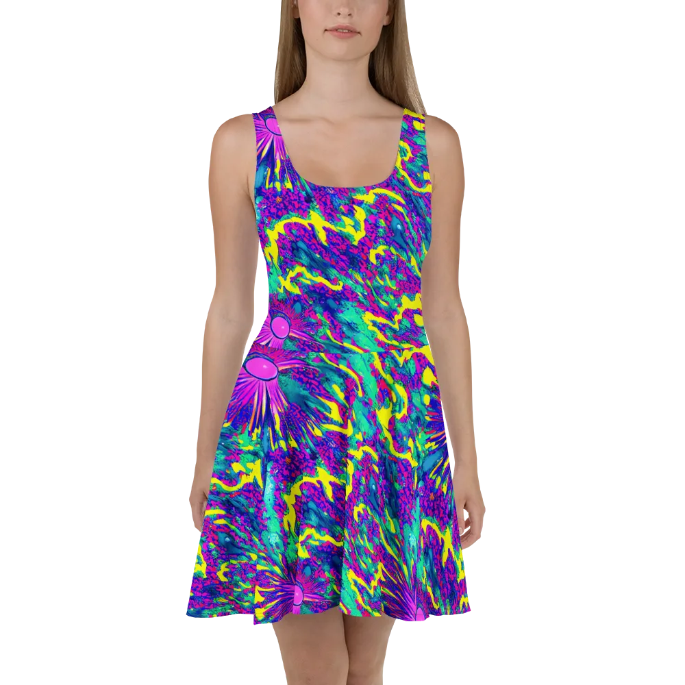 Liquid Bloom on Skater Dress — Front