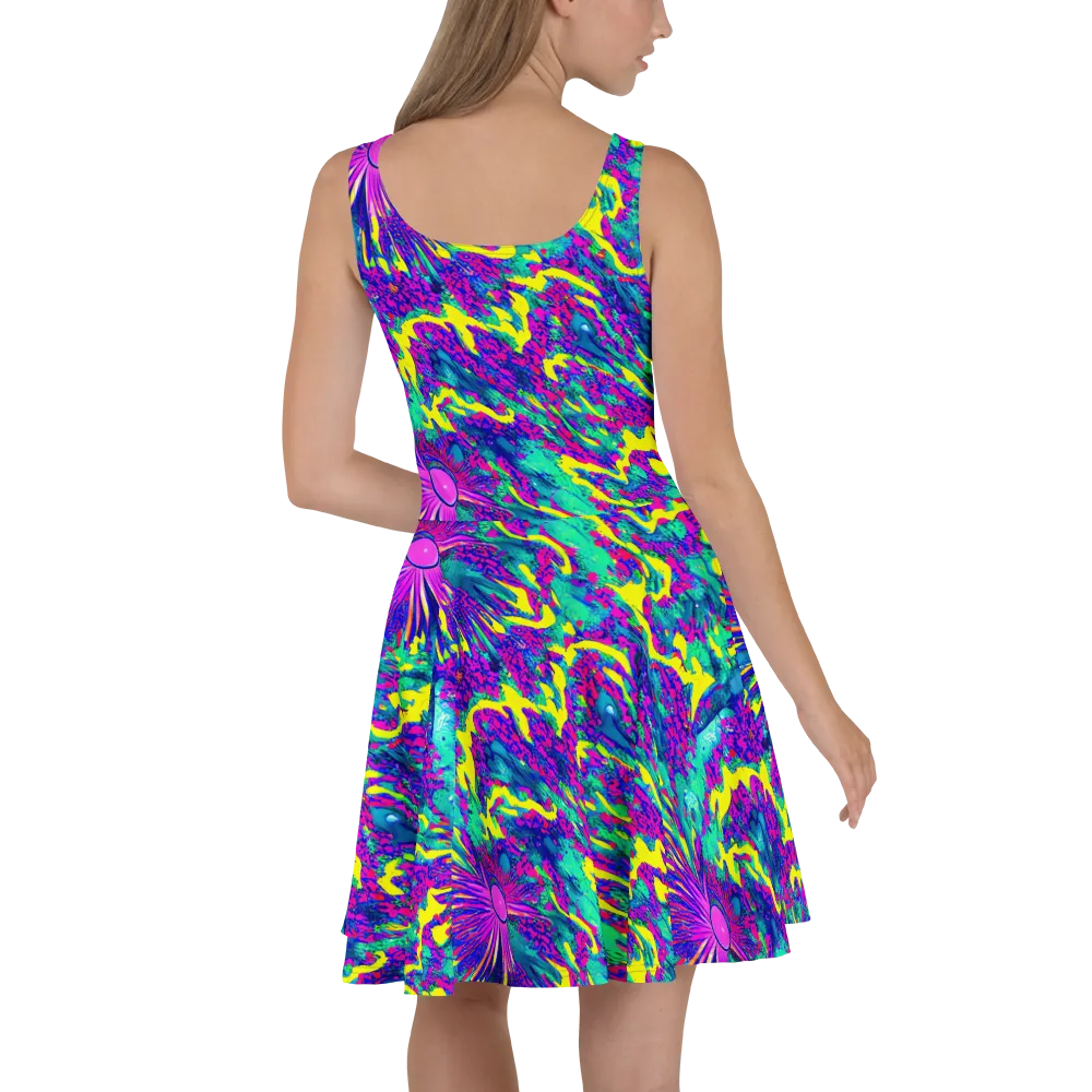 Liquid Bloom on Skater Dress — Back