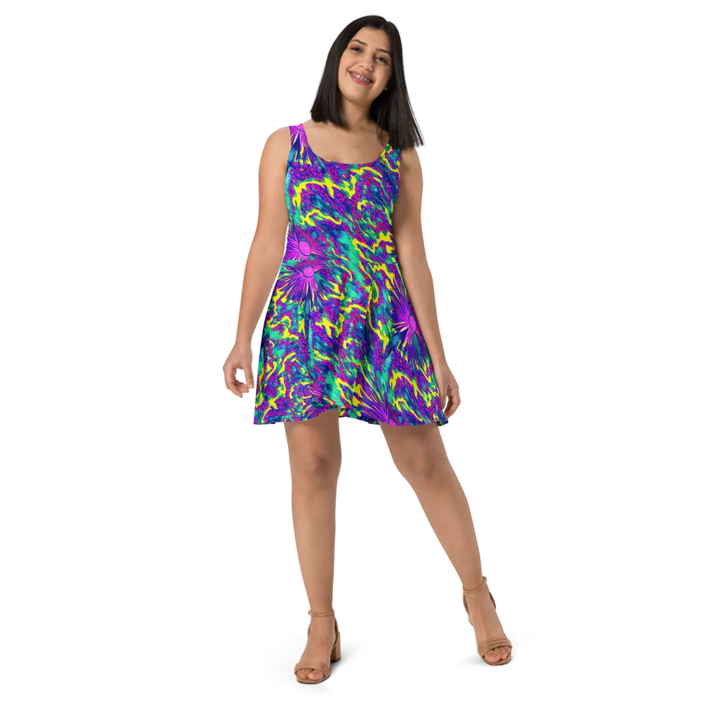 Liquid Bloom on Skater Dress — Front