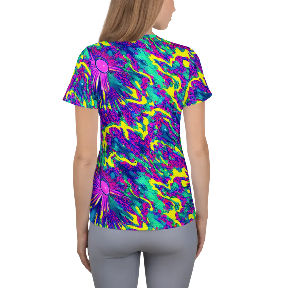 Liquid Bloom on Women's Athletic T-Shirt — Back