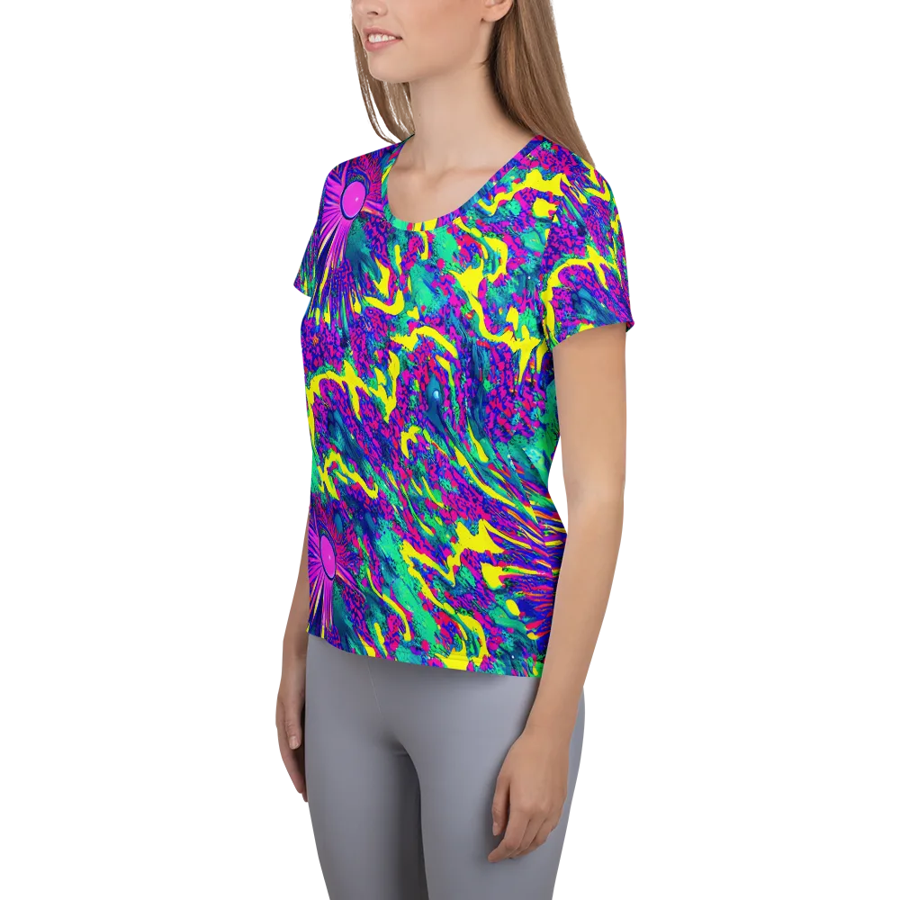 Liquid Bloom on Women's Athletic T-Shirt — Left
