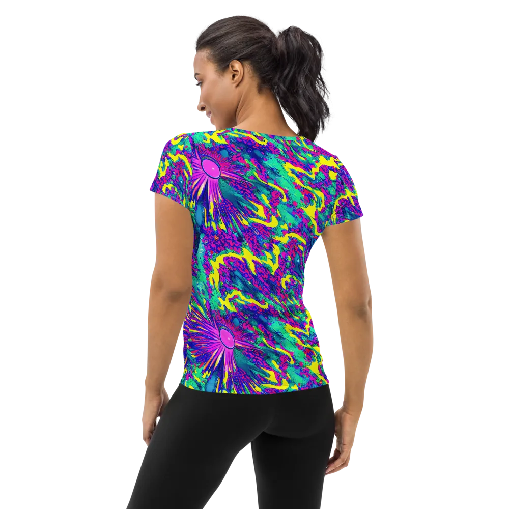 Liquid Bloom on Women's Athletic T-Shirt — Back