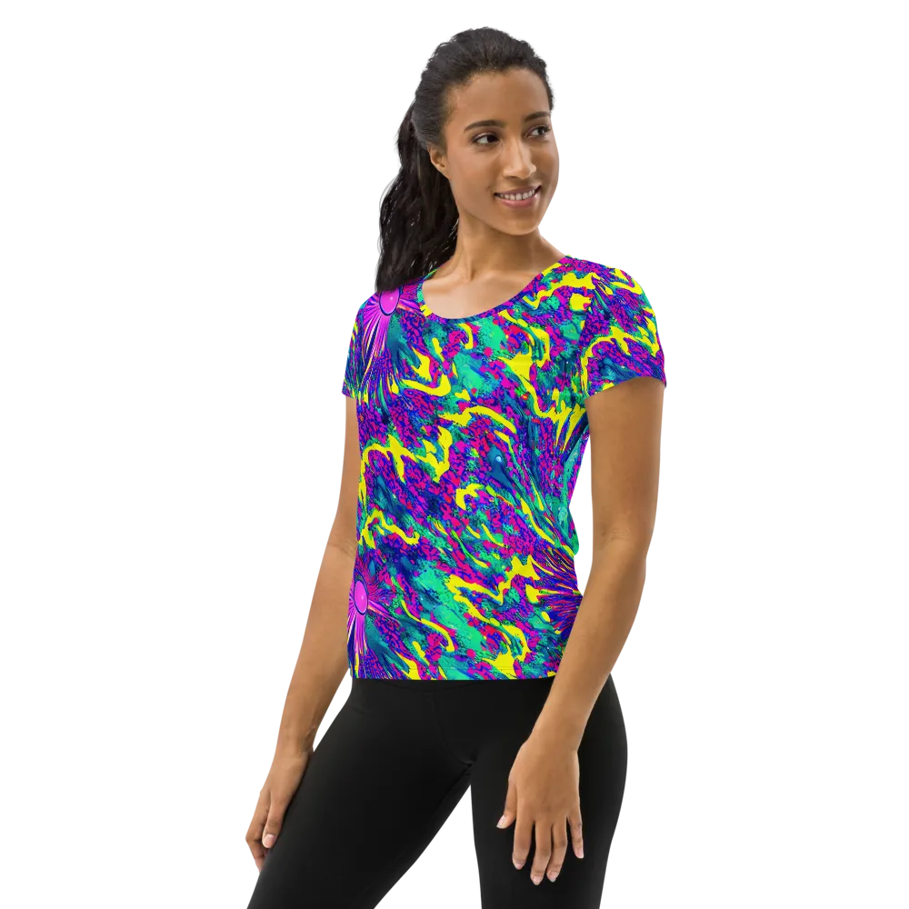 Liquid Bloom on Women's Athletic T-Shirt — Left