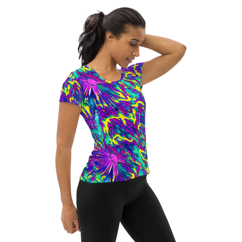 Liquid Bloom on Women's Athletic T-Shirt — Right