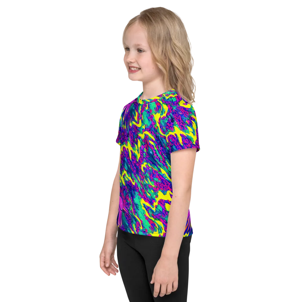 Liquid Bloom on Kids Crew Neck T-Shirt — Left