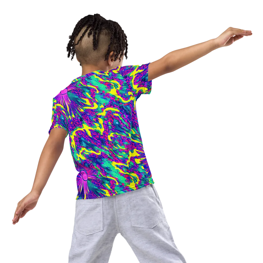 Liquid Bloom on Kids Crew Neck T-Shirt — Back