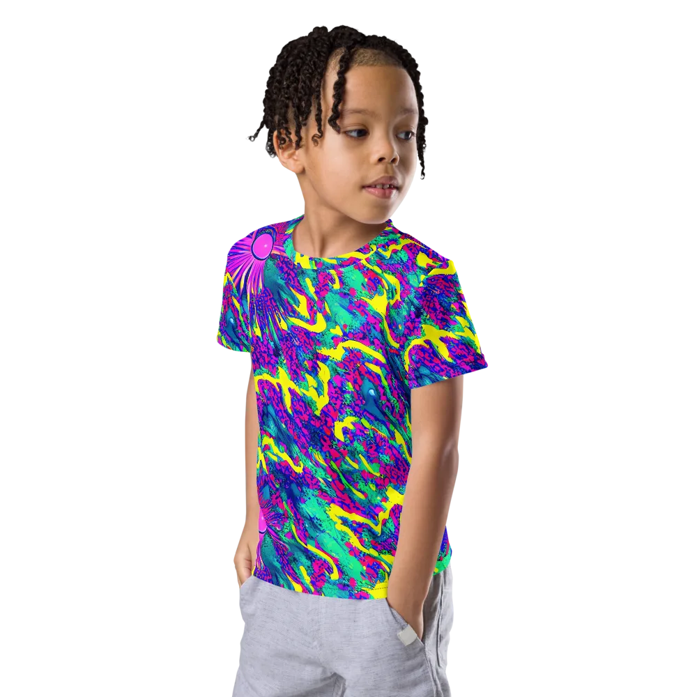 Liquid Bloom on Kids Crew Neck T-Shirt — Left Front