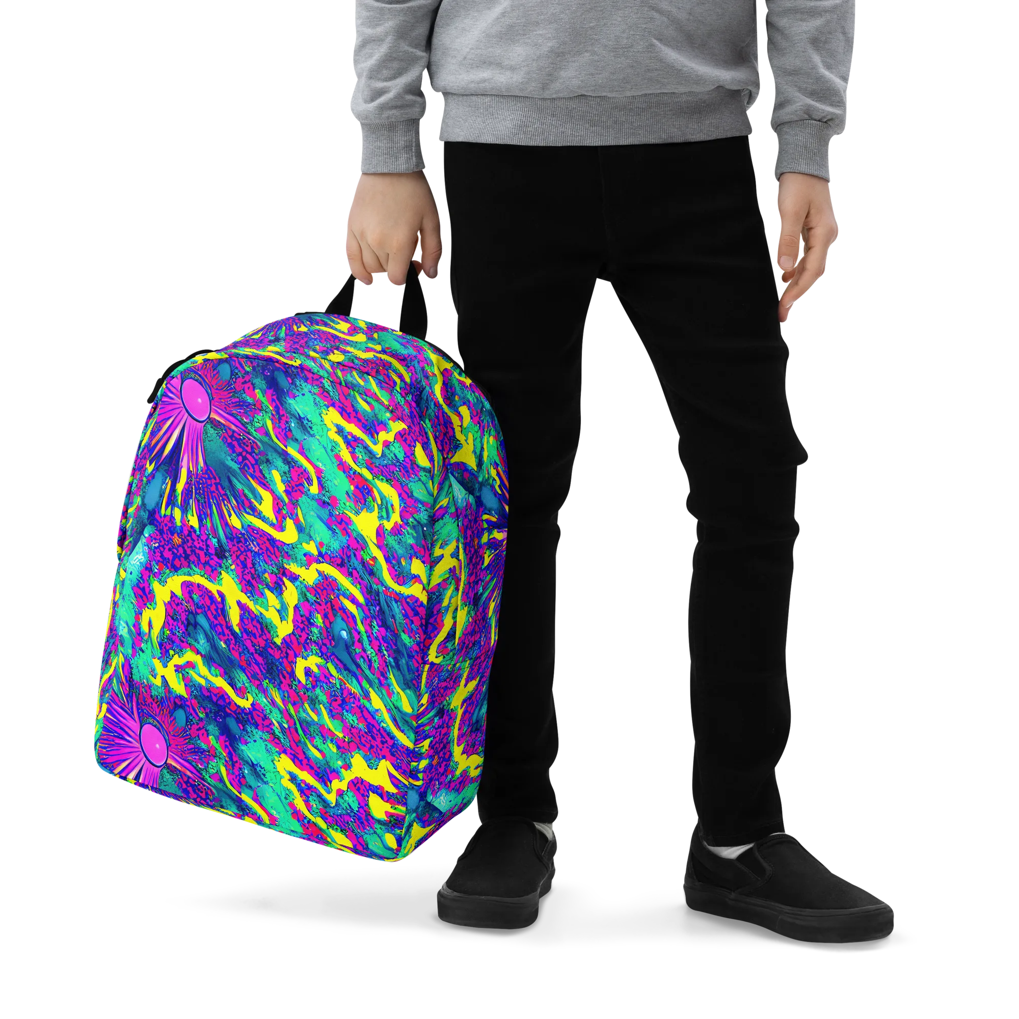 Liquid Bloom on Minimalist Backpack — Zoomed-in