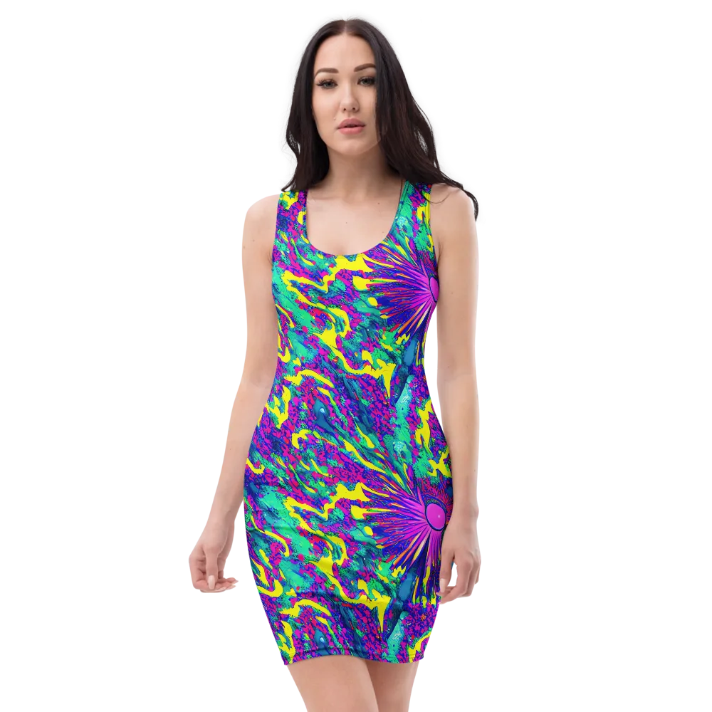 Liquid Bloom on Bodycon Dress — Front
