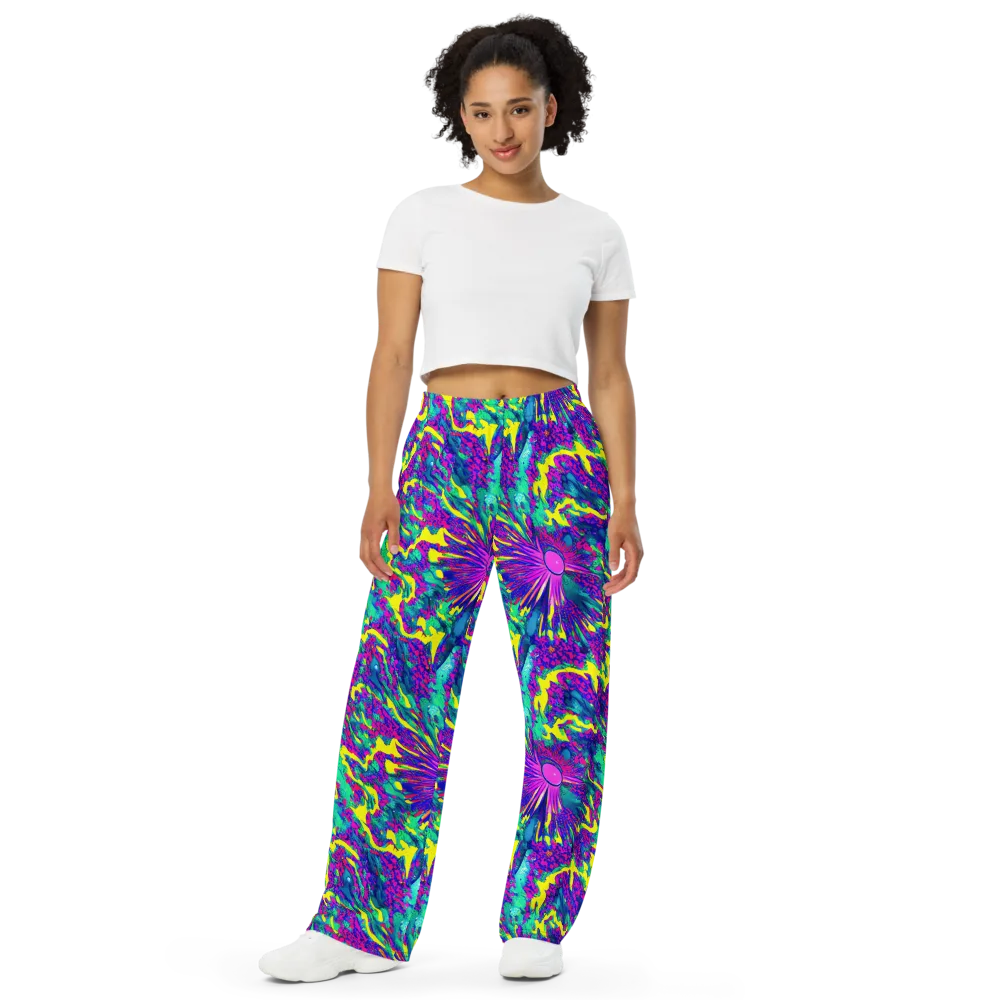Liquid Bloom on Wide-Leg Pants — Front