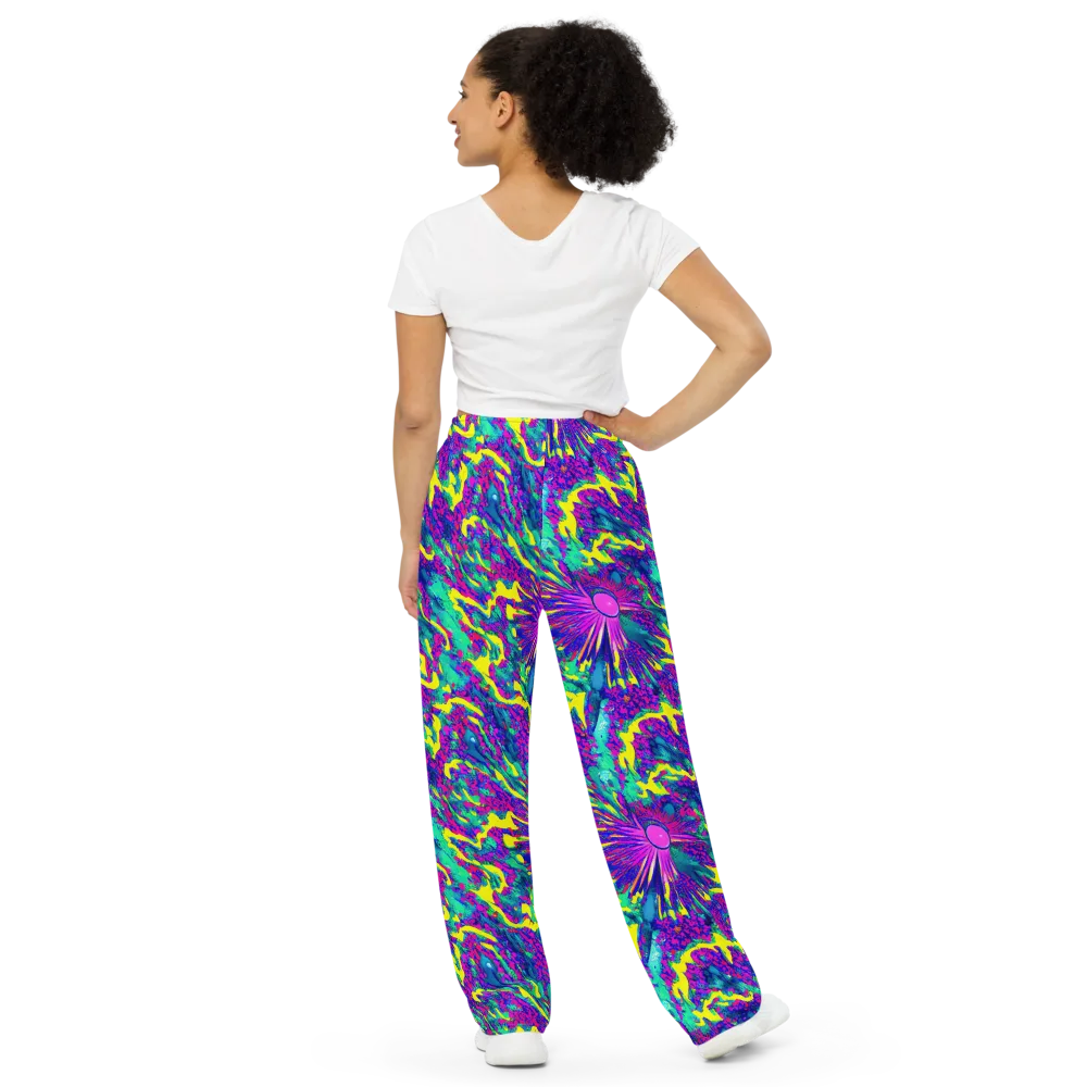 Liquid Bloom on Wide-Leg Pants — Back