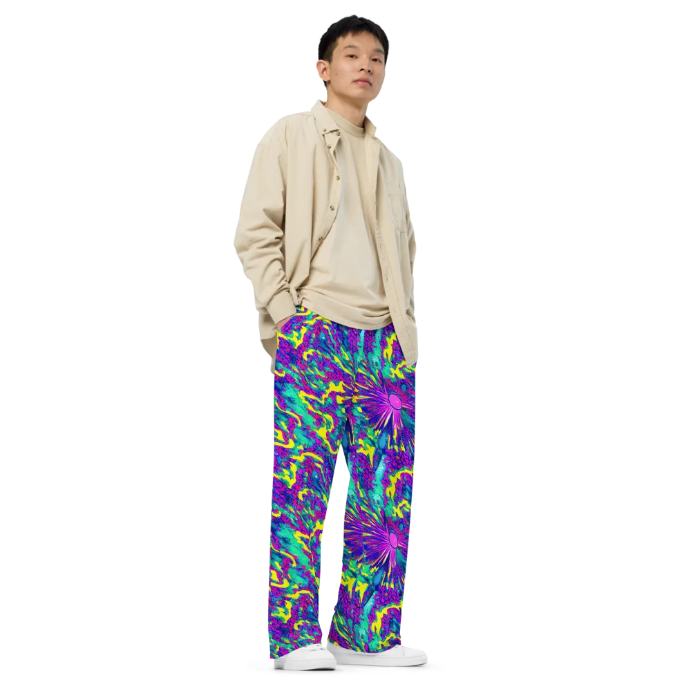 Liquid Bloom on Wide-Leg Pants — Right Front