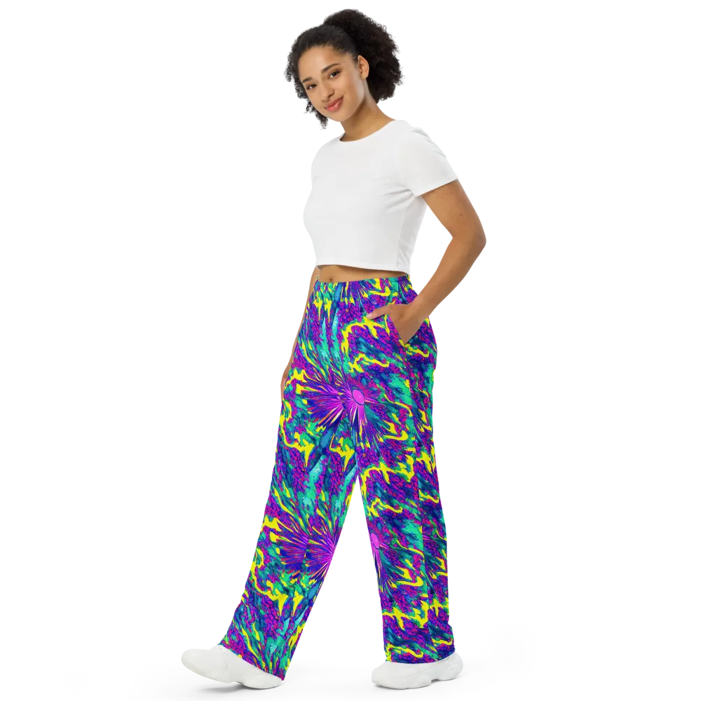 Liquid Bloom on Wide-Leg Pants — Left Front
