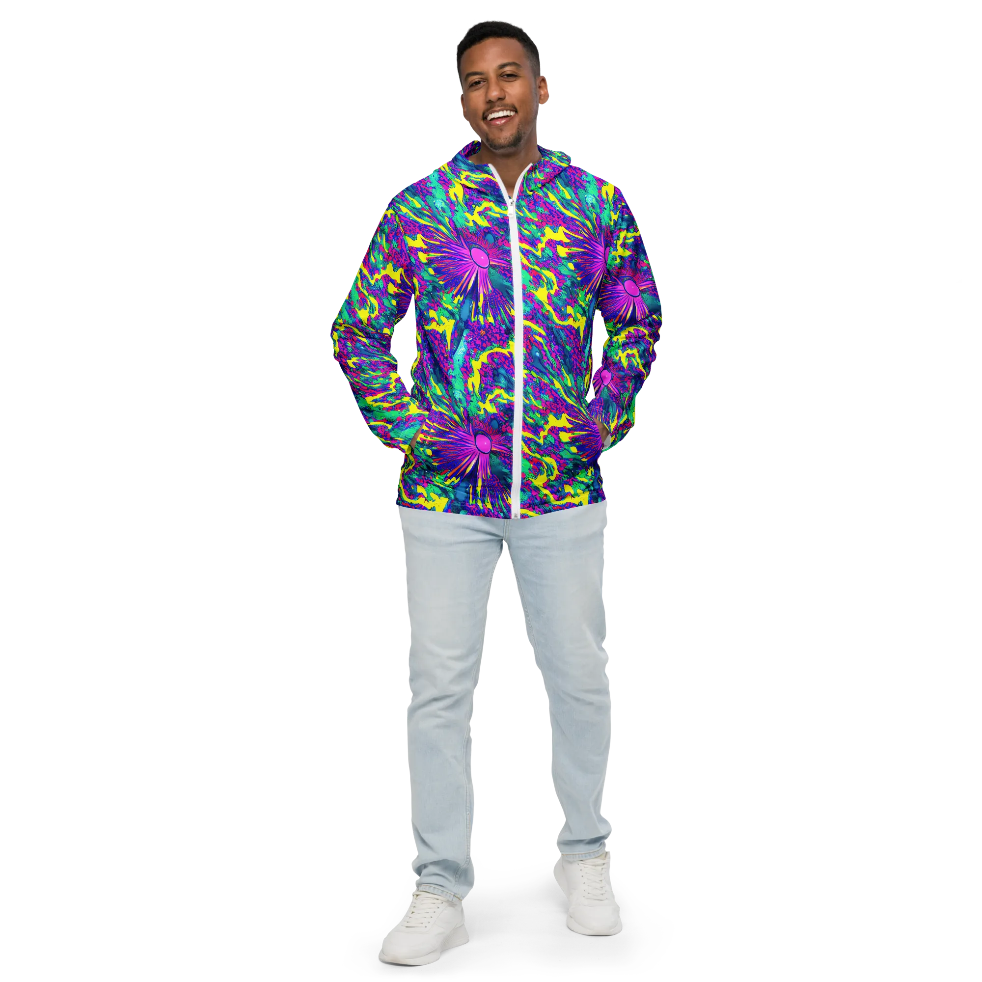 Liquid Bloom on Men's Windbreaker — Front