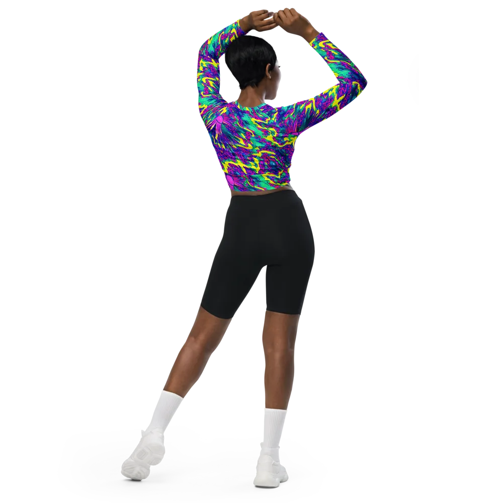 Liquid Bloom on Long Sleeve Crop Top — Back