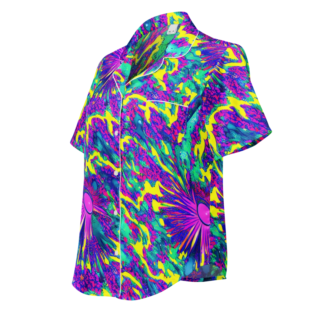Liquid Bloom on Women's Short Sleeve Pajama Top — Left Front