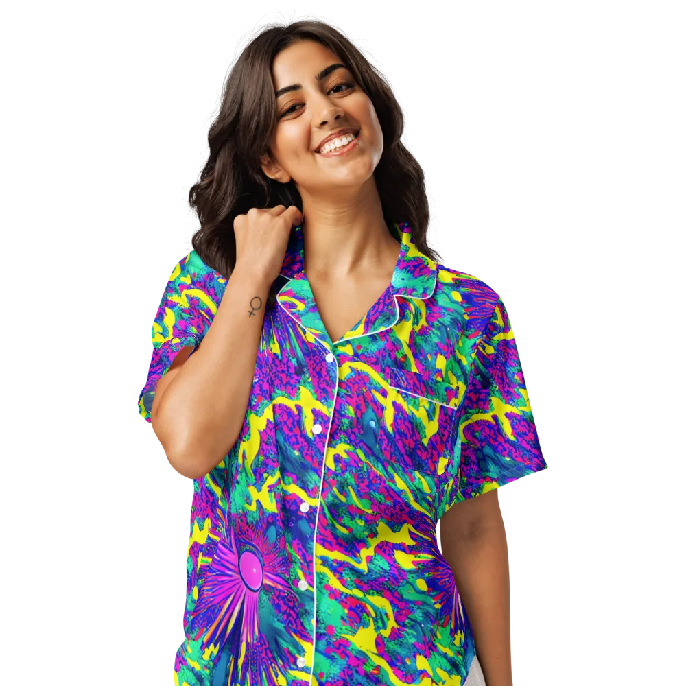 Liquid Bloom on Women's Short Sleeve Pajama Top — Front
