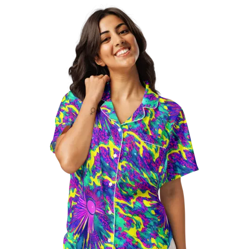 Liquid Bloom on a Women's Short Sleeve Pajama Top