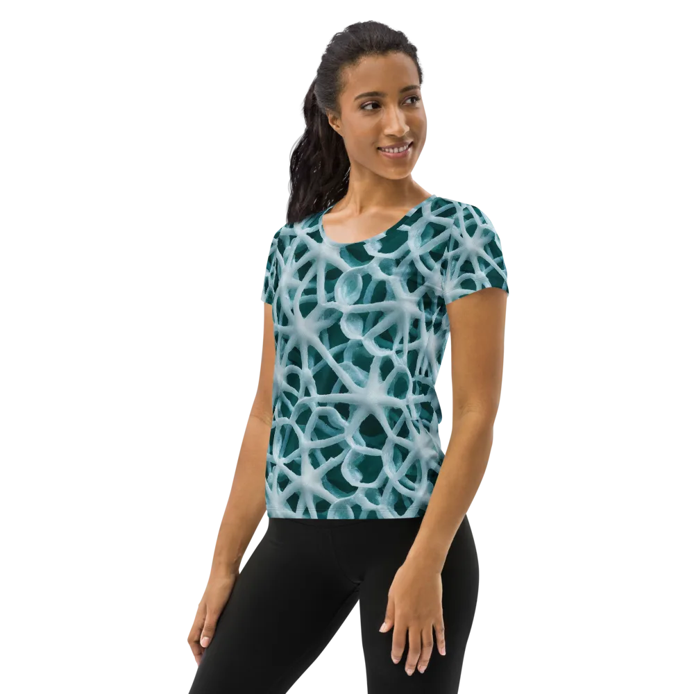 Arctic Coral on Women's Athletic T-Shirt — Left