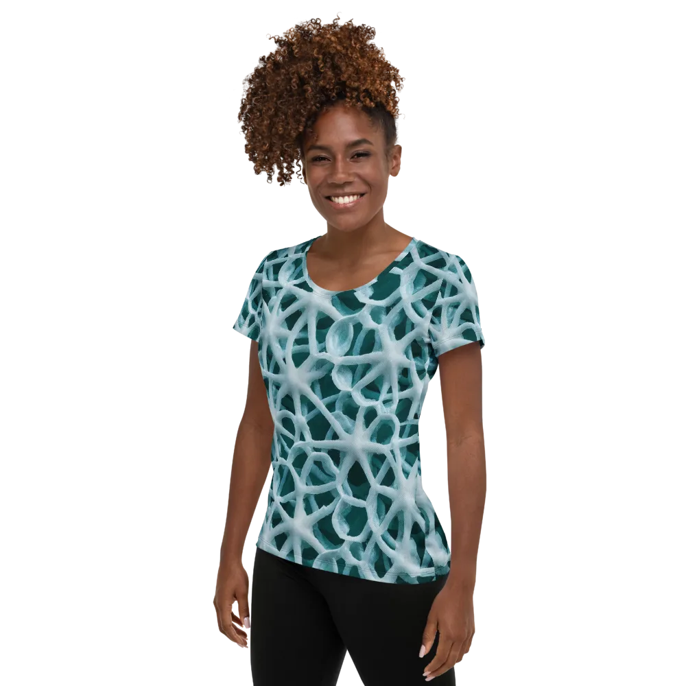 Arctic Coral on Women's Athletic T-Shirt — Left