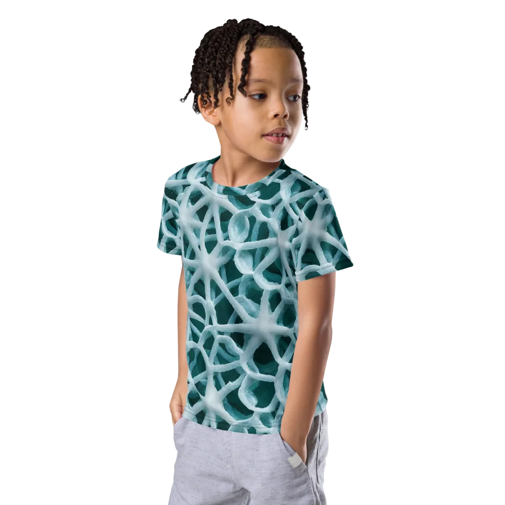 Arctic Coral on Kids Crew Neck T-Shirt — Left Front