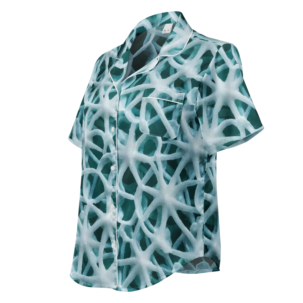 Arctic Coral on Women's Short Sleeve Pajama Top — Left Front