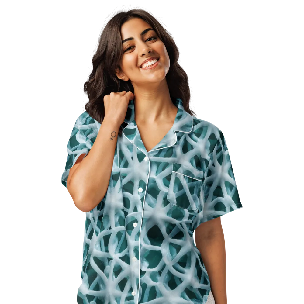 Arctic Coral on Women's Short Sleeve Pajama Top — Front