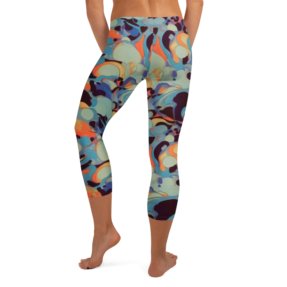 Coral Undertow on Capri Leggings — Back