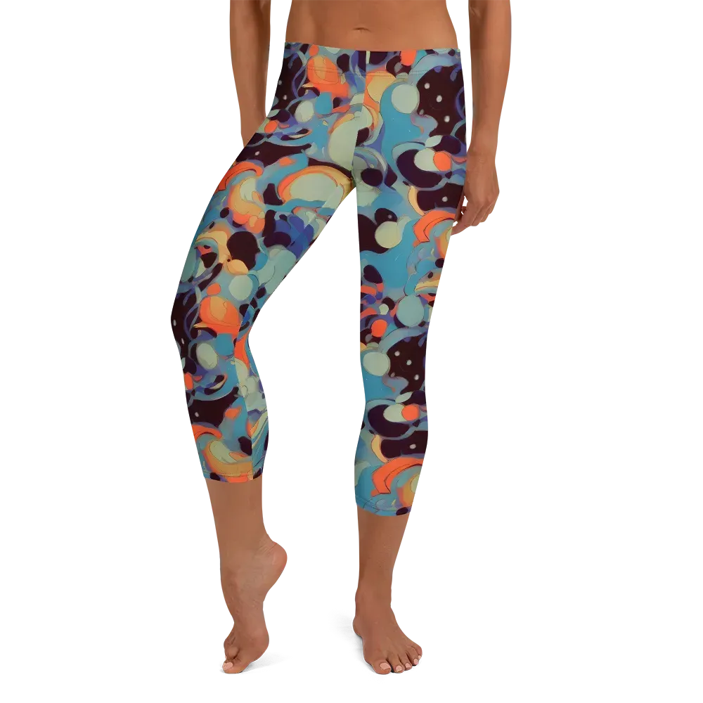 Coral Undertow on Capri Leggings — Front