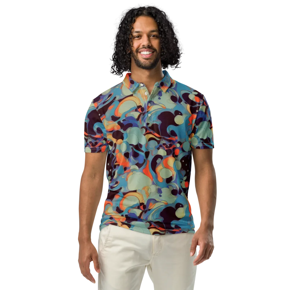 Coral Undertow on Men's Slim Fit Polo Shirt — Front