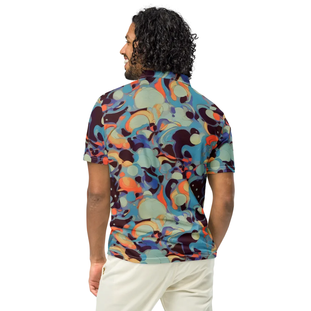 Coral Undertow on Men's Slim Fit Polo Shirt — Back