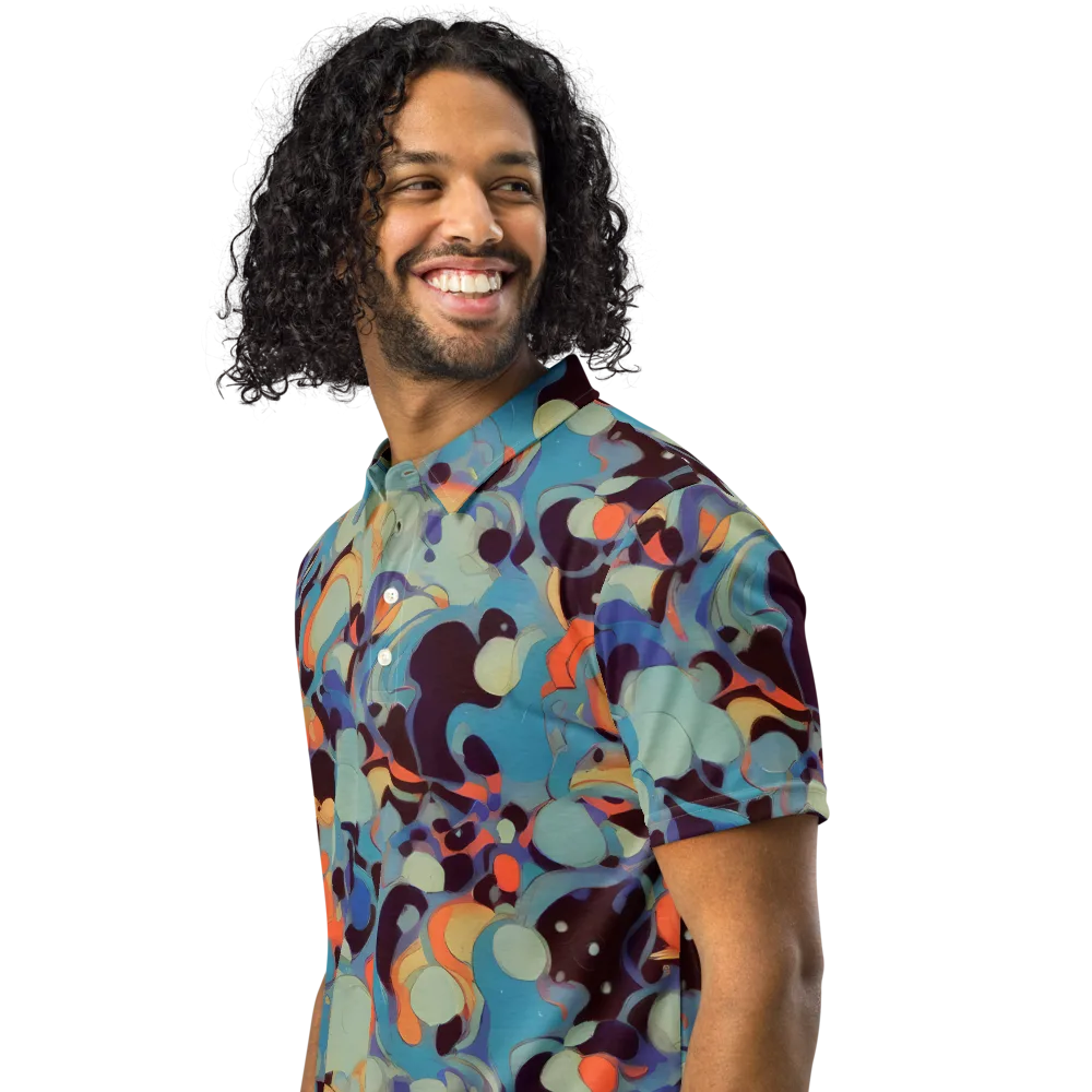 Coral Undertow on Men's Slim Fit Polo Shirt — Left Front