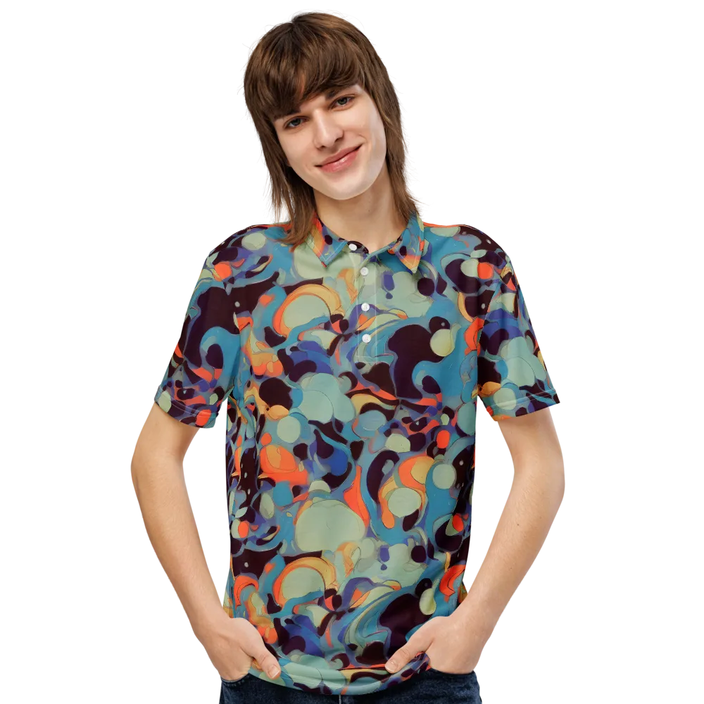 Coral Undertow on Men's Slim Fit Polo Shirt — Front
