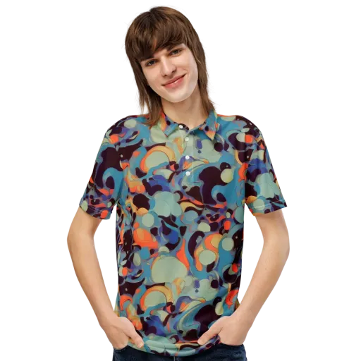 Coral Undertow on a Men's Slim Fit Polo Shirt