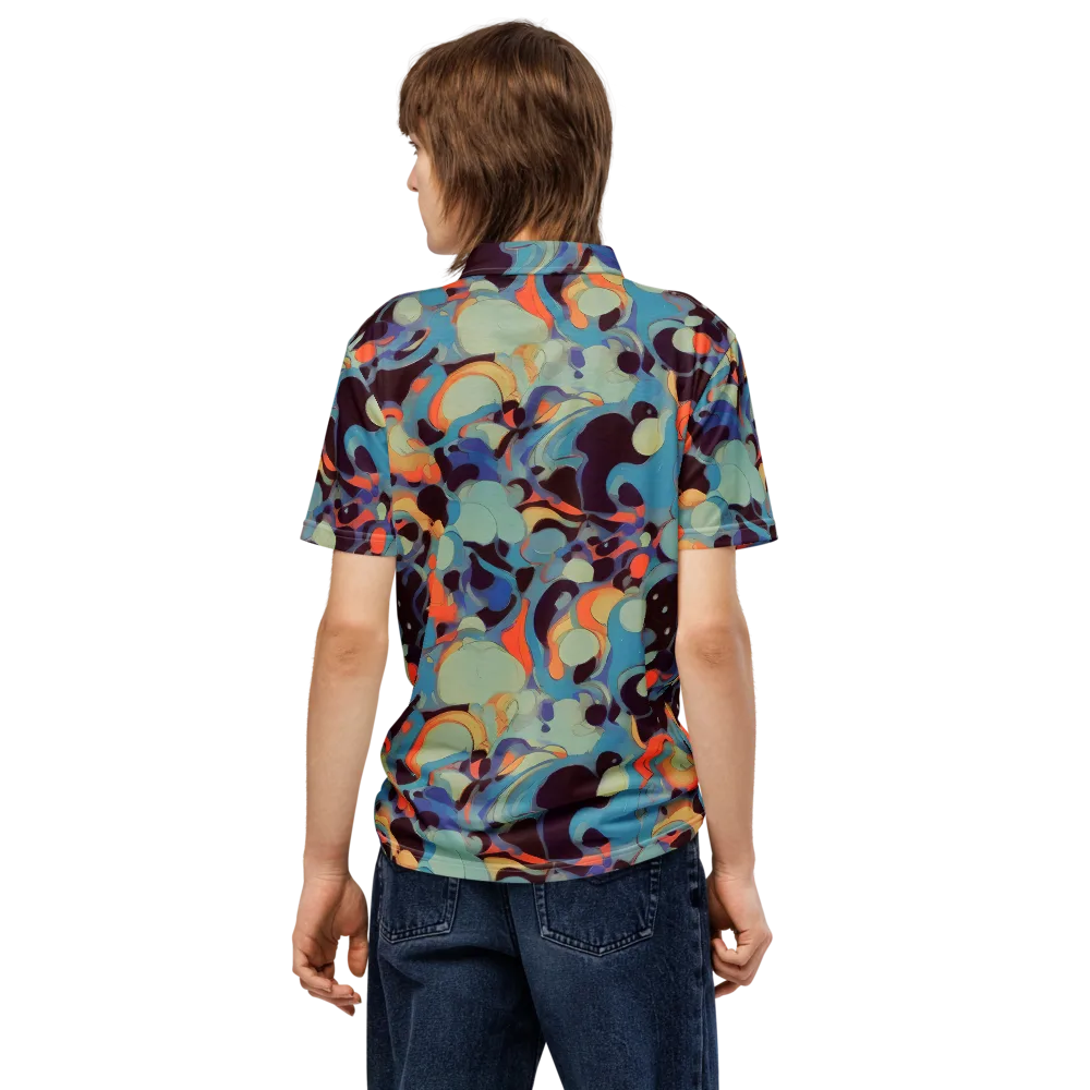Coral Undertow on Men's Slim Fit Polo Shirt — Back