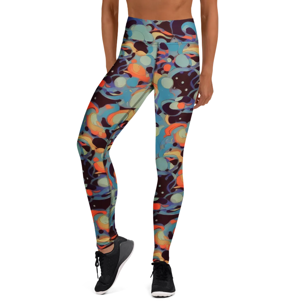 Coral Undertow on Yoga Leggings — Front