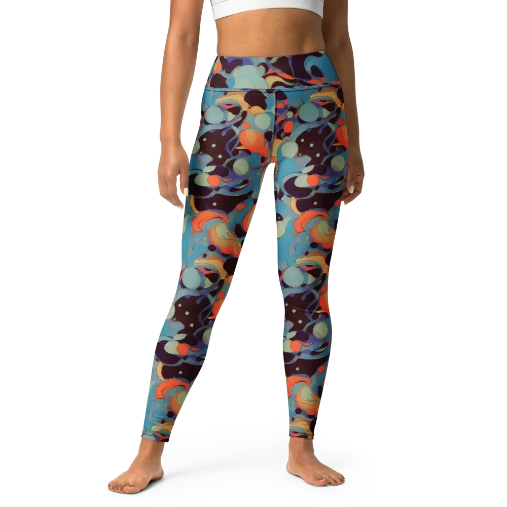 Coral Undertow on Yoga Leggings — Front