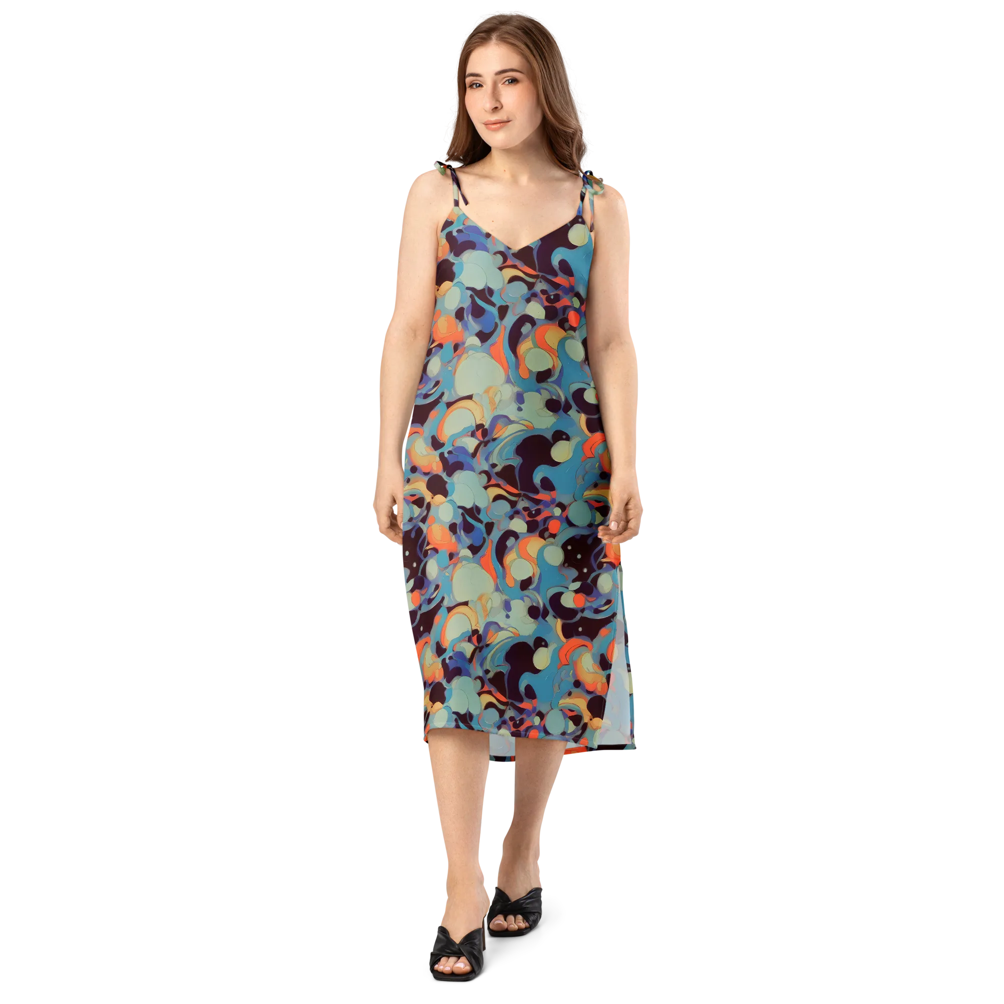 Coral Undertow on Slip Dress — Front