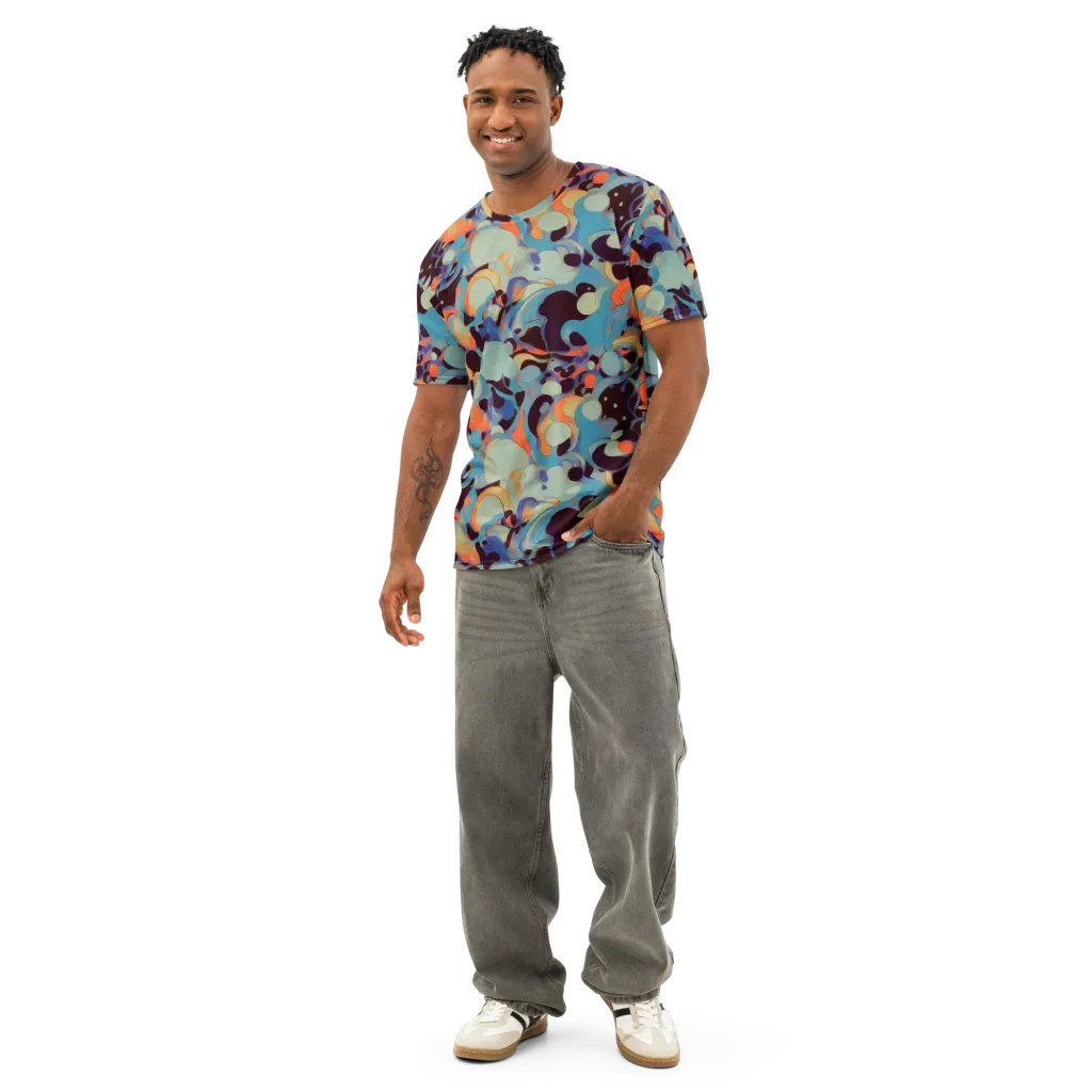 Coral Undertow on Men's Cotton Crew Neck T-Shirt — Front