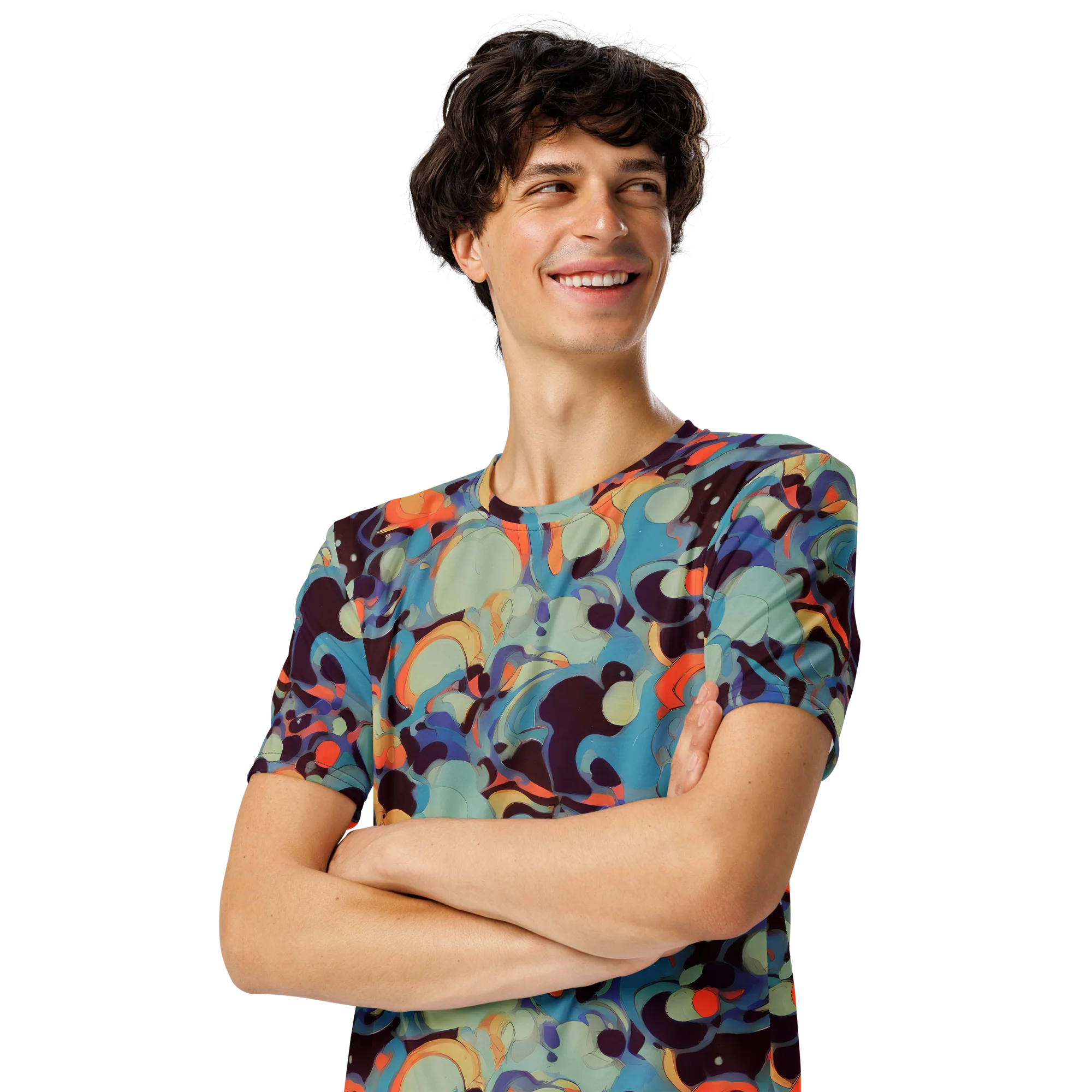 Coral Undertow on Men's Crew Neck T-Shirt — Left Front