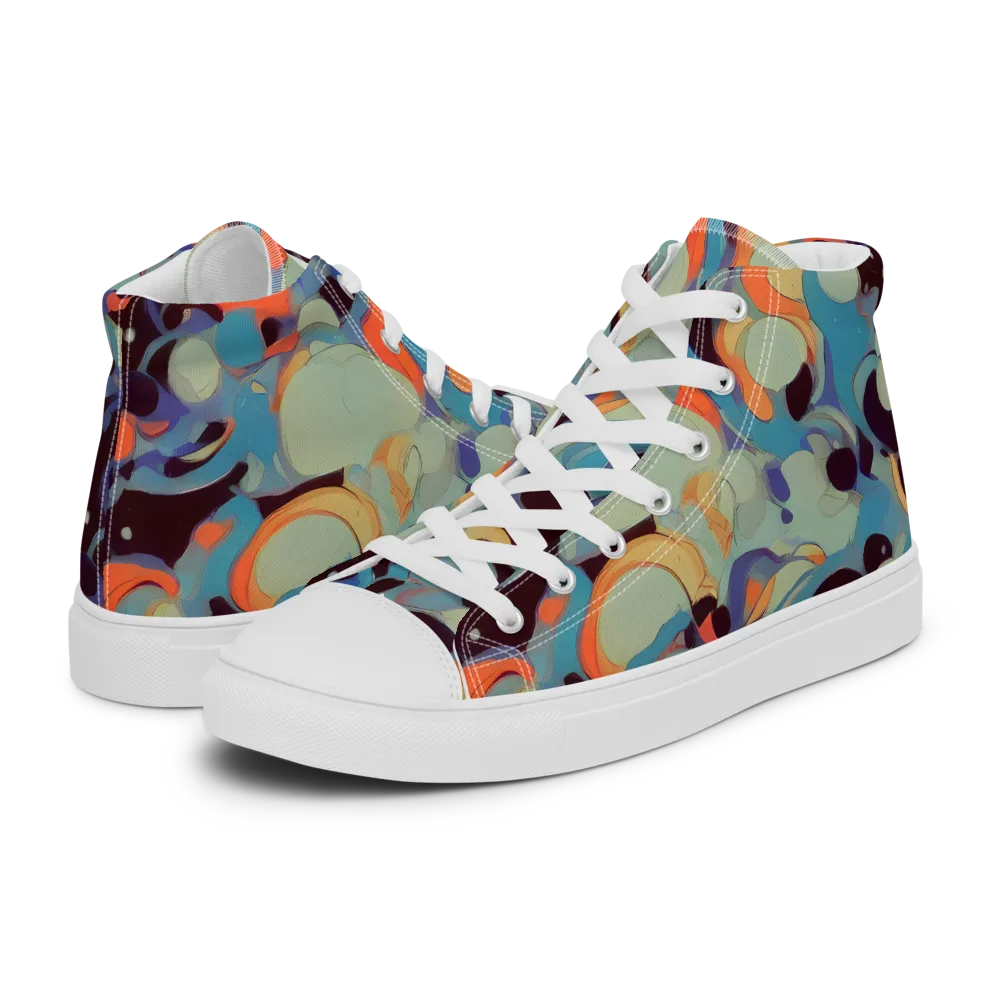 Coral Undertow on Men's High Top Canvas Shoes — Left