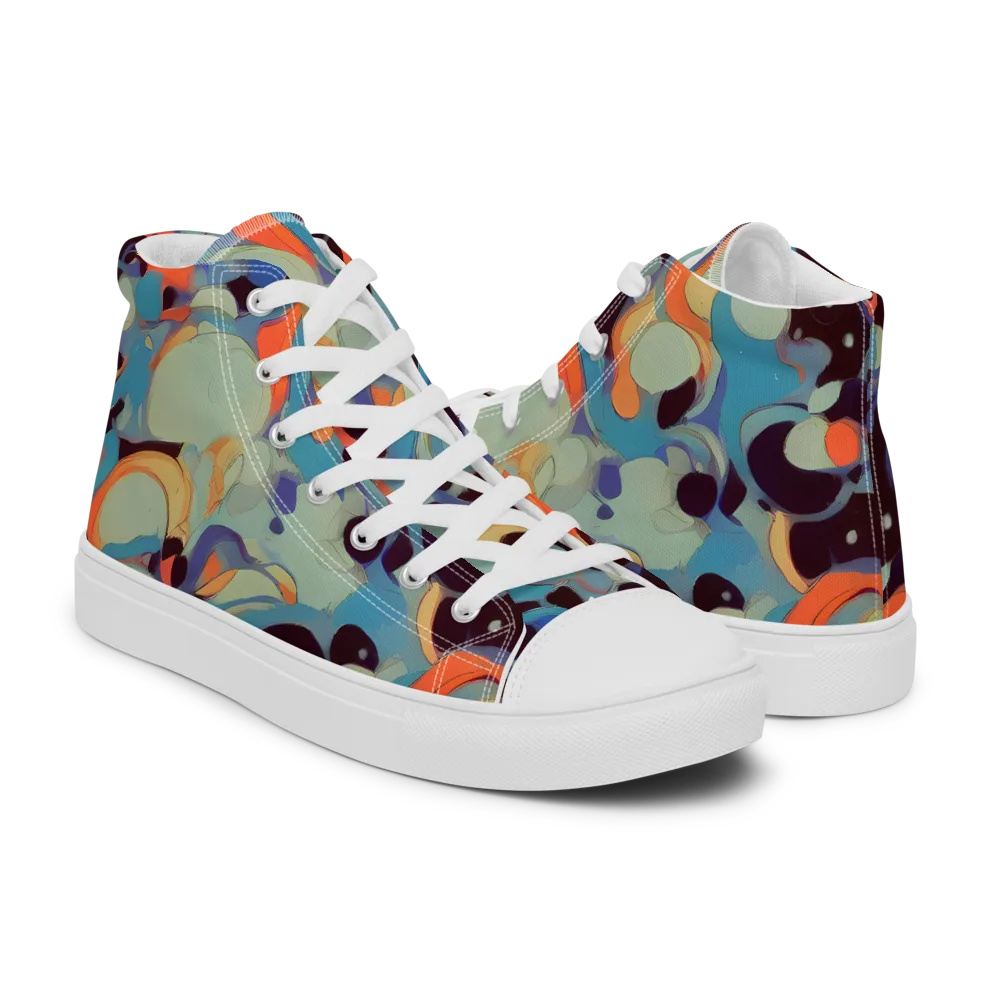 Coral Undertow on Men's High Top Canvas Shoes — Right