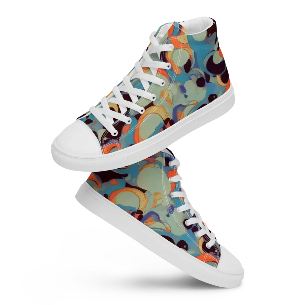 Coral Undertow on Men's High Top Canvas Shoes — Front